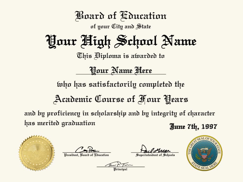 High School Diploma 3 – One Day Diplomas