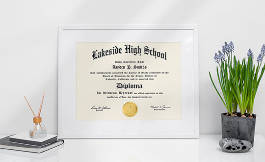 Framed High School Diploma